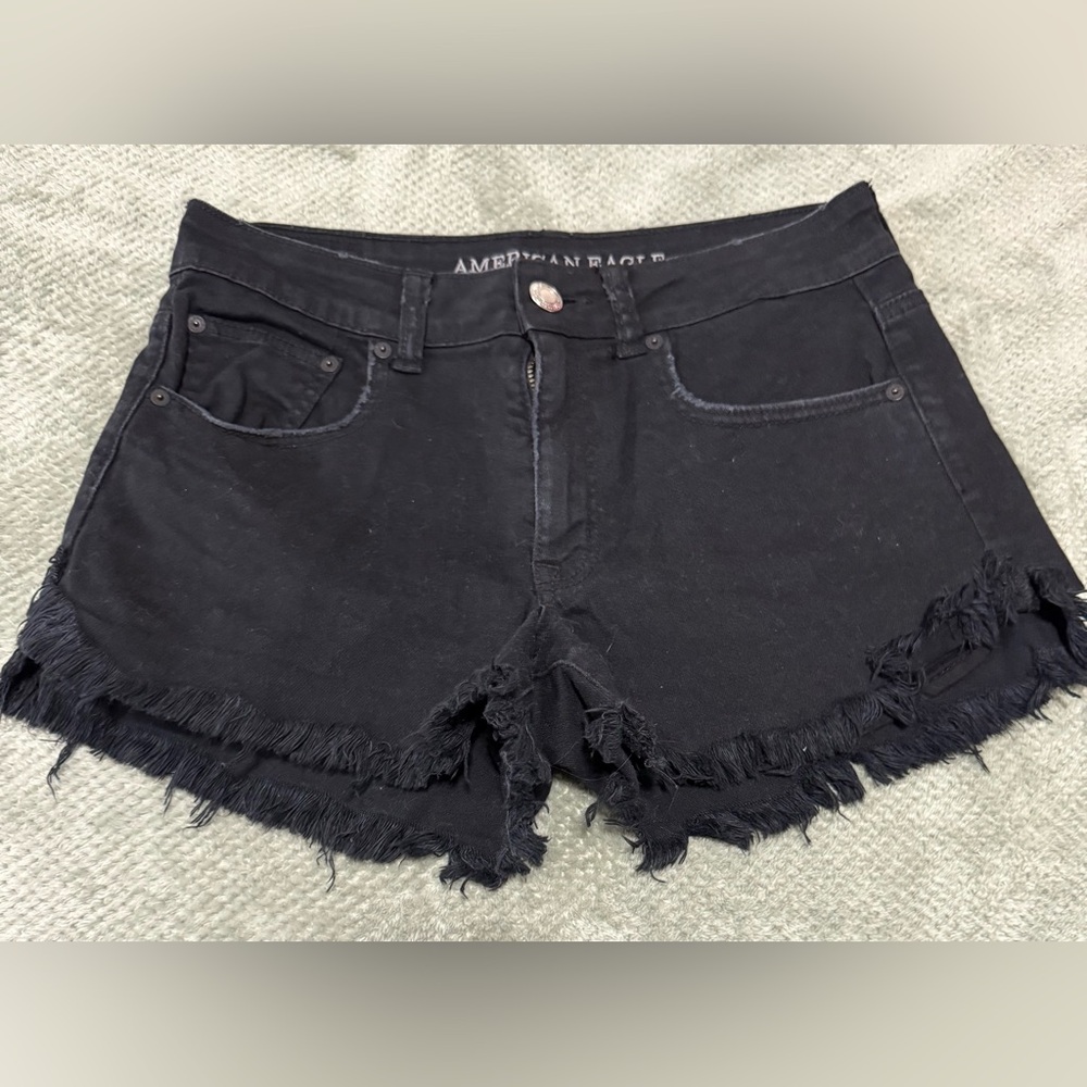 American Eagle Outfitters Black Distressed Jean Shorts